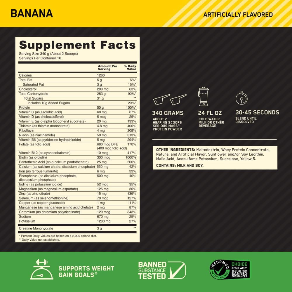 Optimum Nutrition Serious Mass – Complete Supplement for Rapid Weight Gain