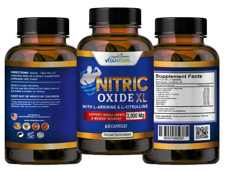 Vasodilatação Máxima com L-Arginina + L-Citrulina | 3000mg | 120 Cápsulas | Energia e Performance