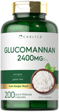 Suplemento de Glucomanano 2400mg | 200 Cápsulas | Konjac Puro | Livre de OGM