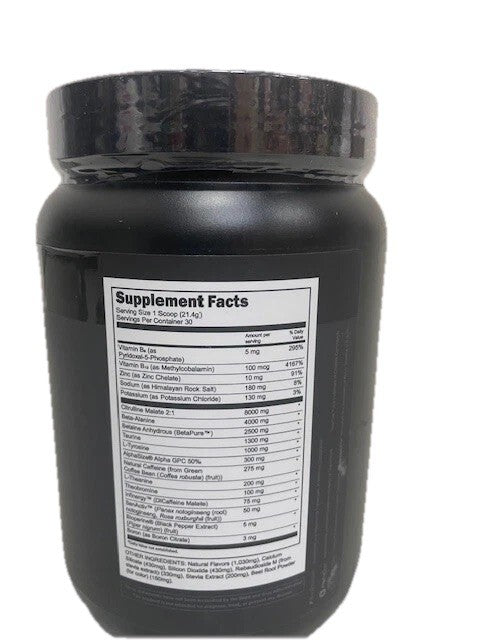 Pré-Treino Transparent Labs Preto a Granel 30 Porções – Melancia e Pêssego | Alta Performance