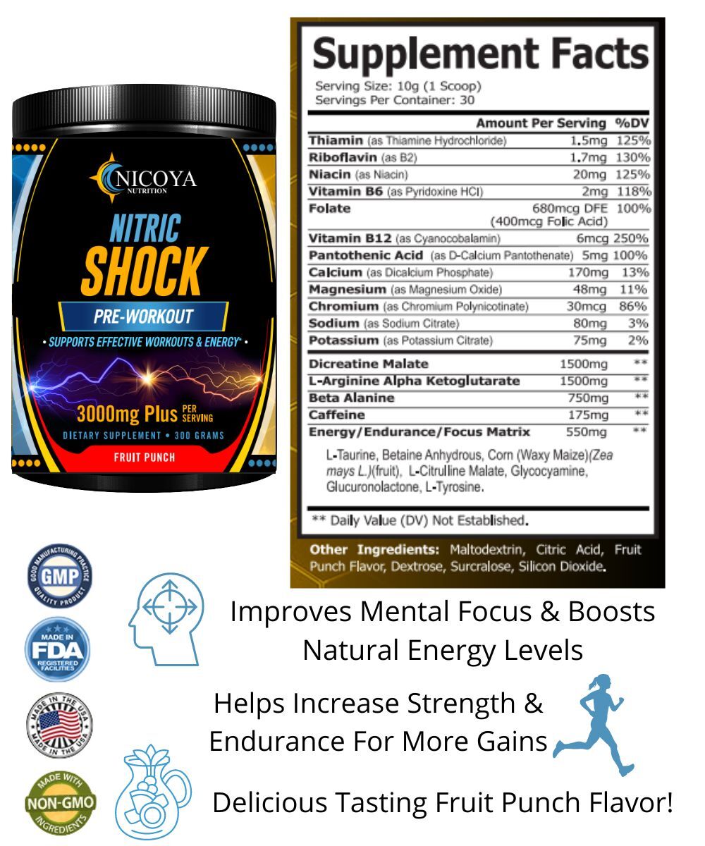 Pré-Treino Nitric Oxide 3000mg+ – Força, Foco e Energia Explosiva | Pó | 3 Sabores