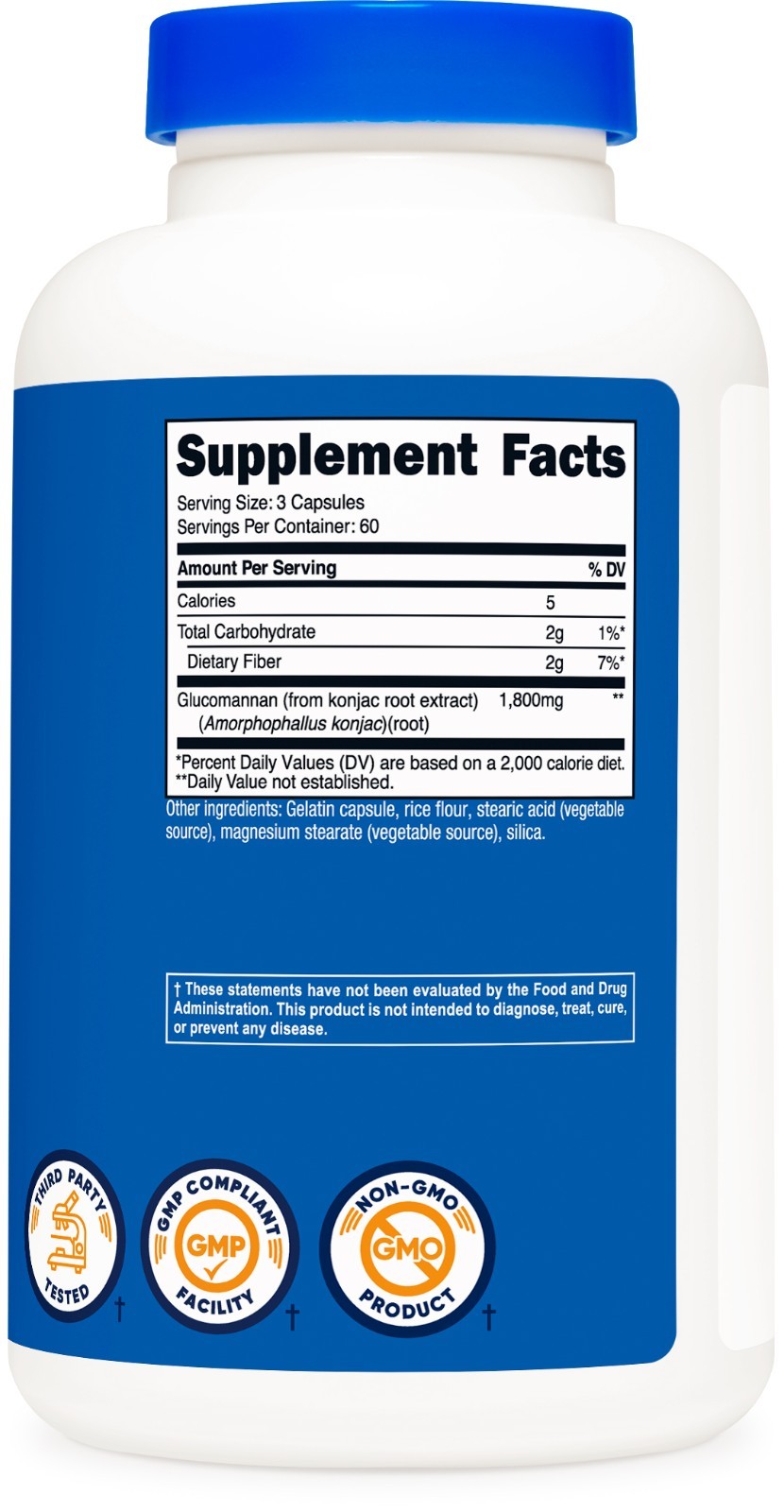 Nutricost Glucomannan 1800mg – 180 Cápsulas | Suplemento Natural para Perda de Peso