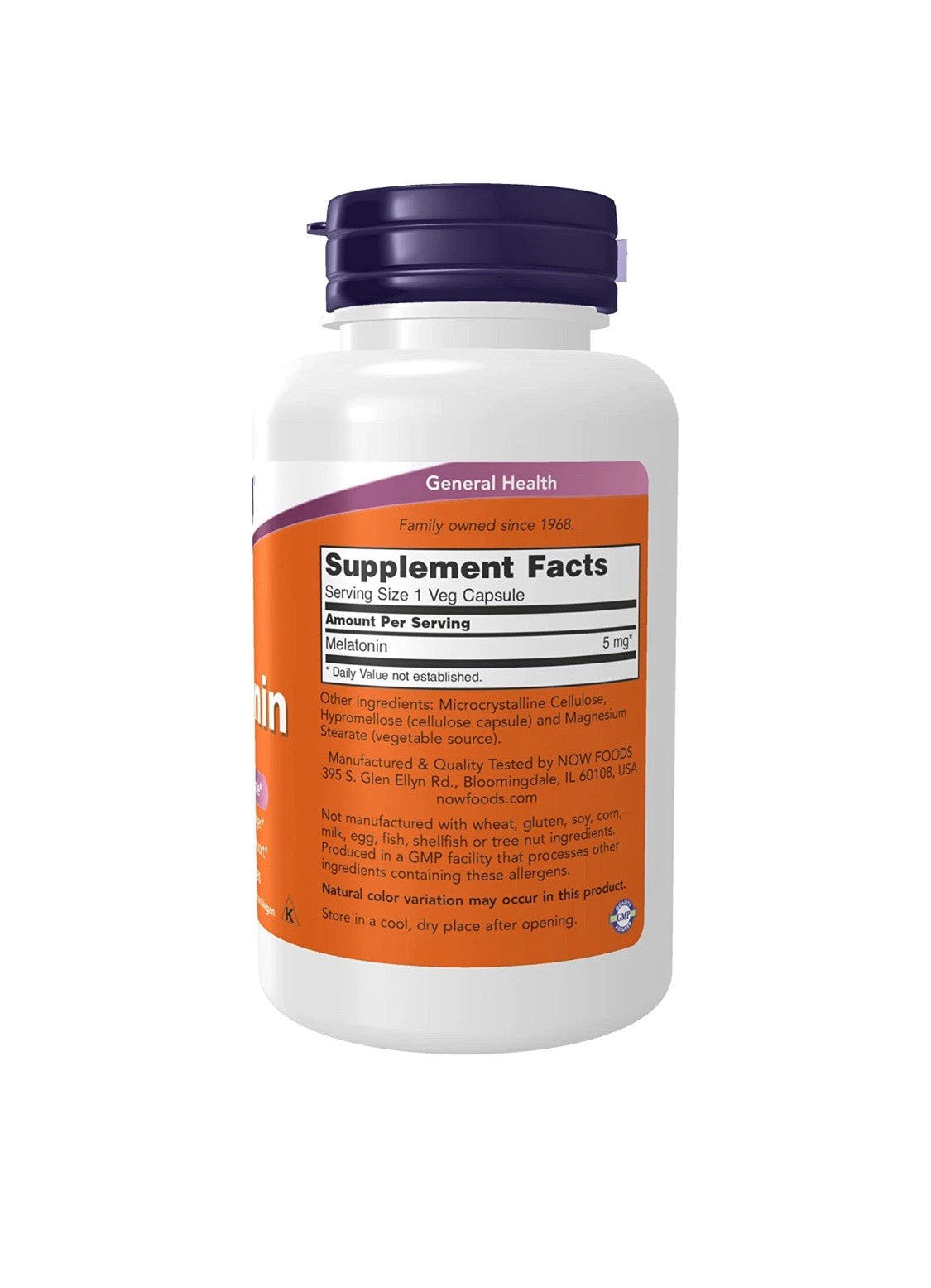 Melatonina NOW 5mg – Fórmula Natural para Dormir Melhor | 180 Cápsulas Veganas