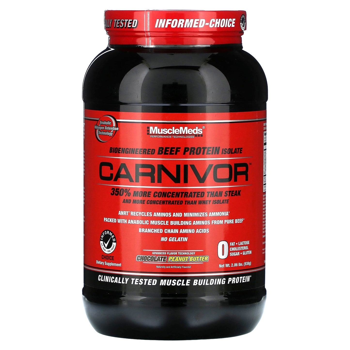 Carnívoro Isolado de Proteína de Carne 2,06 lbs – Sabor Manteiga de Amendoim com Chocolate
