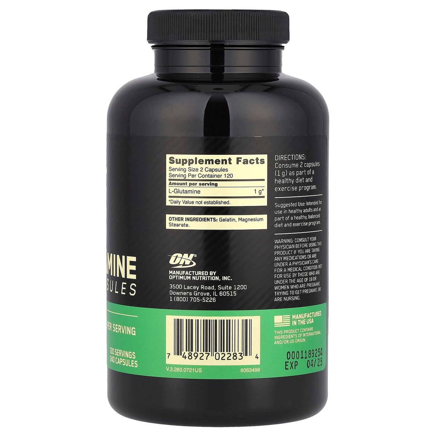 L-Glutamine 500mg – 240 Capsules | Strength, Performance and Immunity