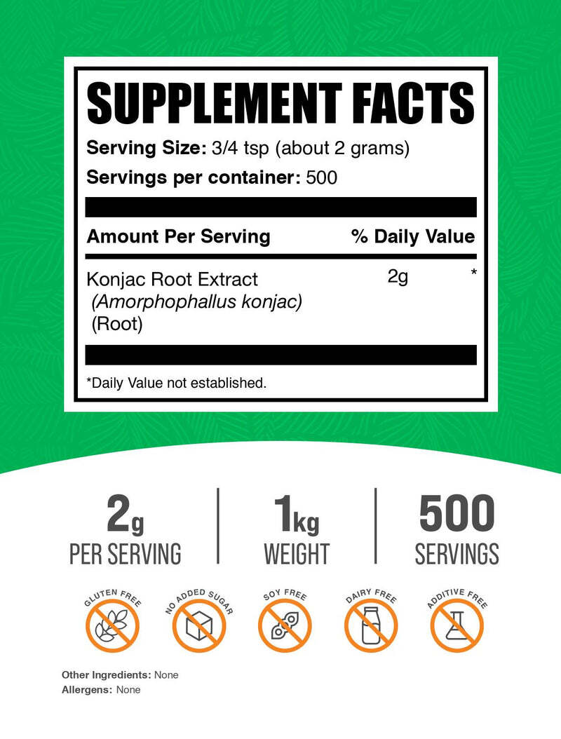 Glucomanano Puro 2g – BulkSupplements | Fibra Solúvel da Raiz de Konjac