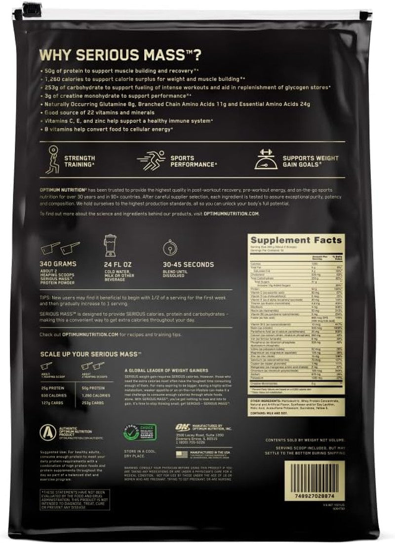 Optimum Nutrition Serious Mass – Complete Supplement for Rapid Weight Gain