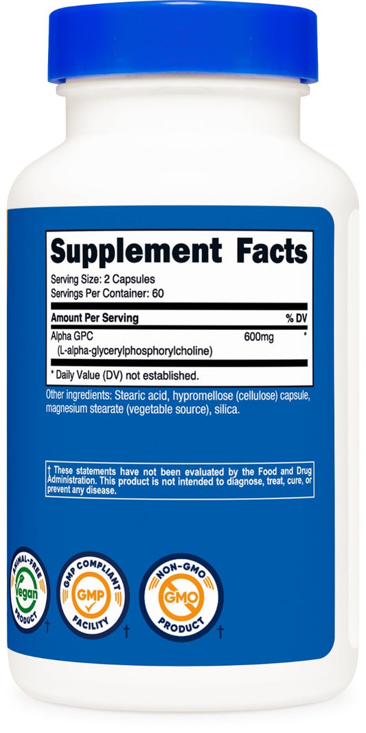 Nutricost Alpha GPC – Clareza Mental e Foco 600mg 120 Cápsulas