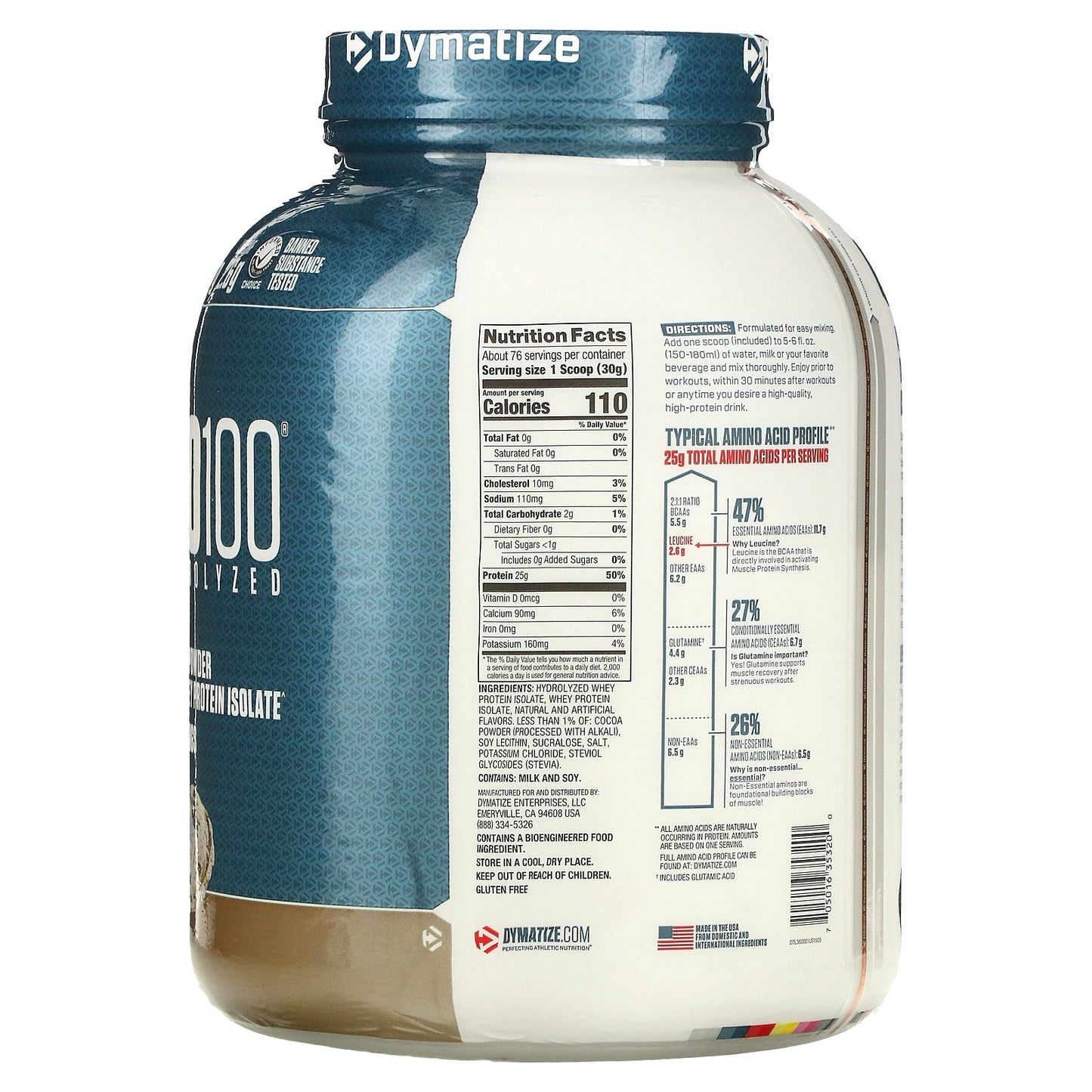 Dymatize ISO100® Hydrolyzed 100% Whey Isolate – Cookies & Cream | 25 g Protein, 5 lb