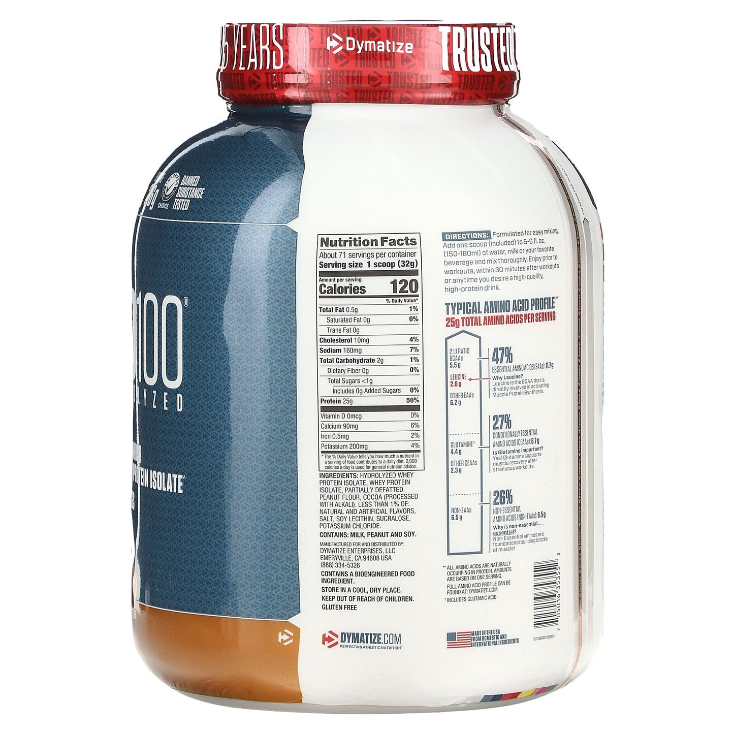 Dymatize ISO100® Hydrolyzed 100% Whey Isolate – Cookies & Cream | 25 g Protein, 5 lb