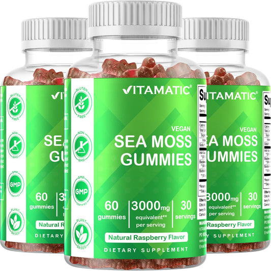 Pacote Triplo Gomas Vitamatic Musgo Marinho – 3000mg – Vegano e Natural