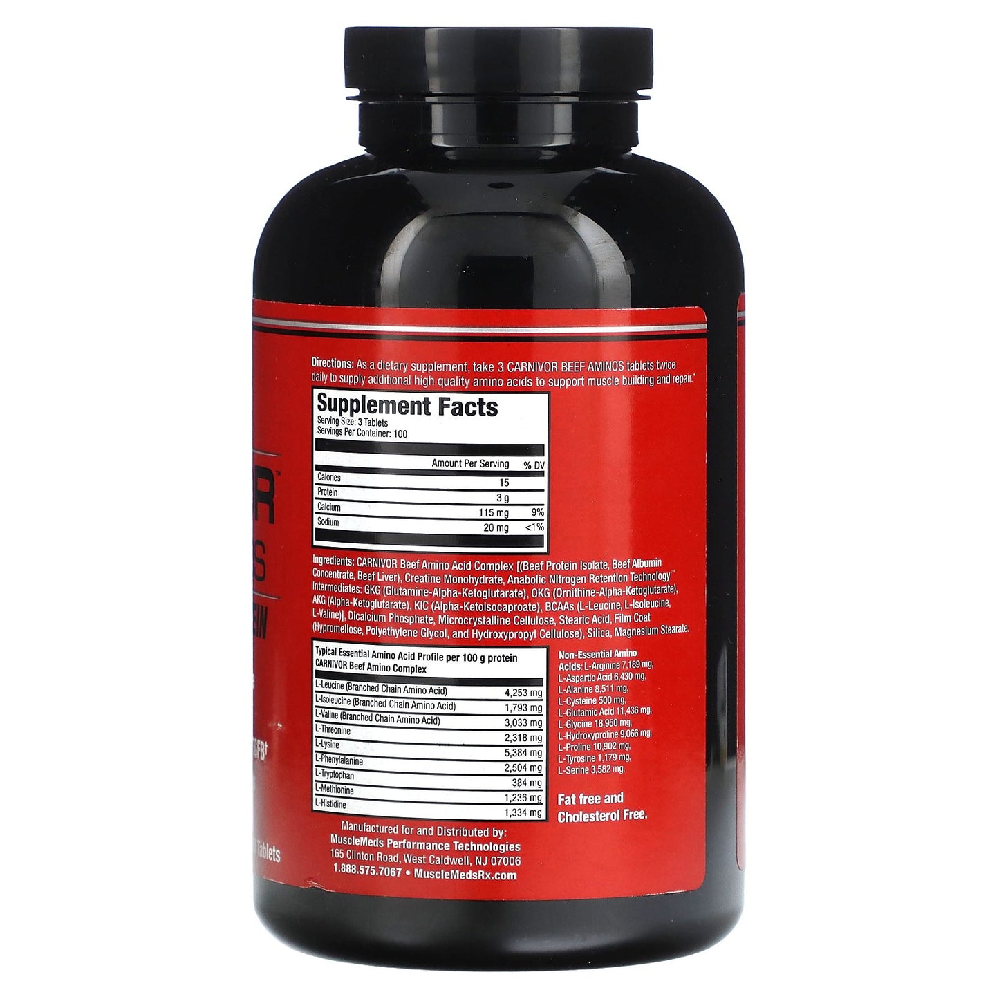 MuscleMeds Carnivor Beef Aminos – 300 Comprimidos | 100% Proteína Pura de Carne