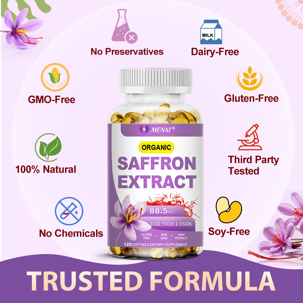 MENXI Vegan Saffron Supplement – 88.5 mg | 120 Capsules with Natural Extract