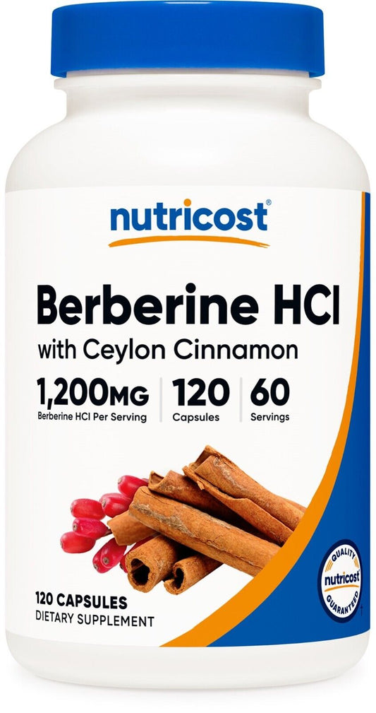 Nutricost Berberine HCl com Canela do Ceilão – Cápsulas Veganas 120 Unidades