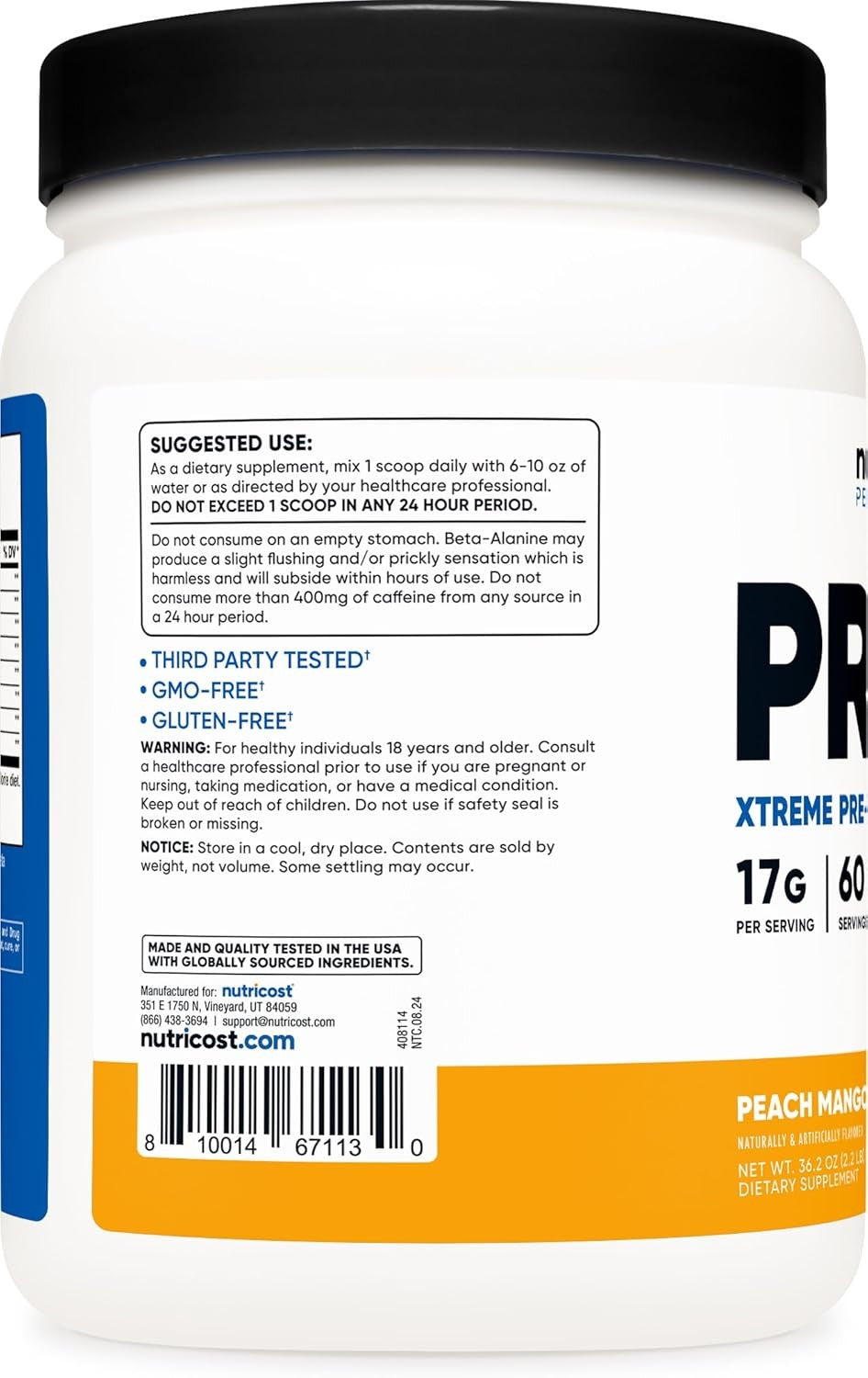 Nutricost Pre-X Xtreme Pré-Treino em Pó – 60 Porções | Energia e Força Máxima