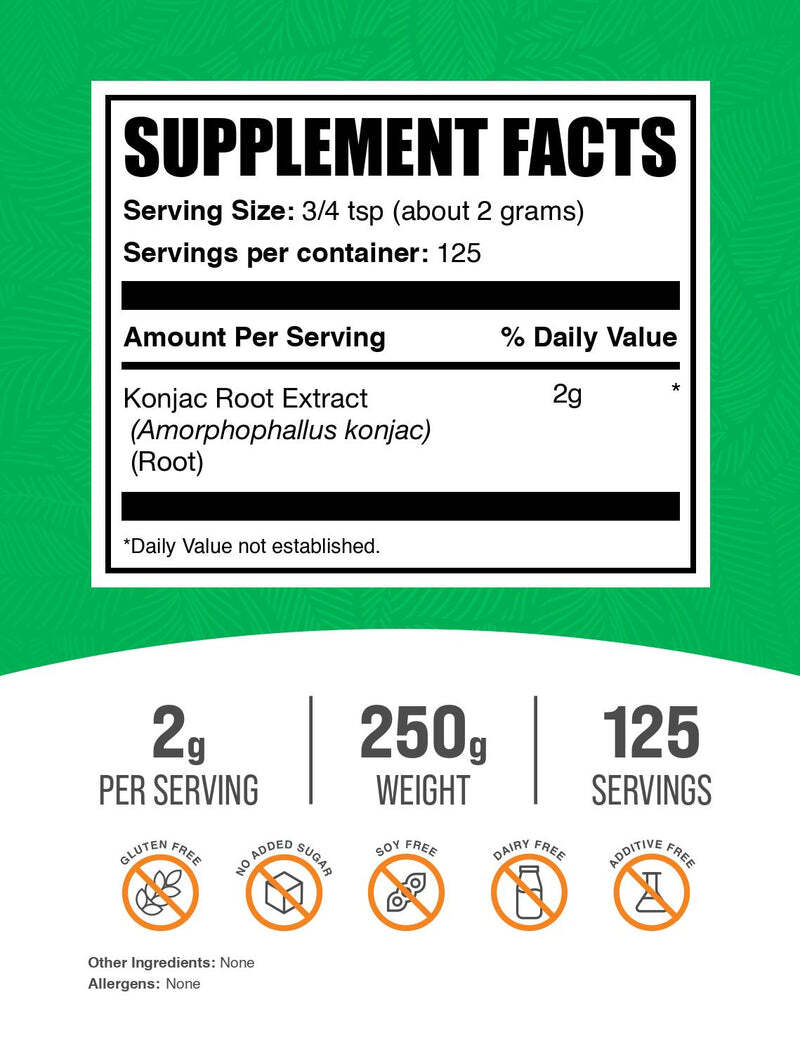 Glucomanano Puro 2g – BulkSupplements | Fibra Solúvel da Raiz de Konjac