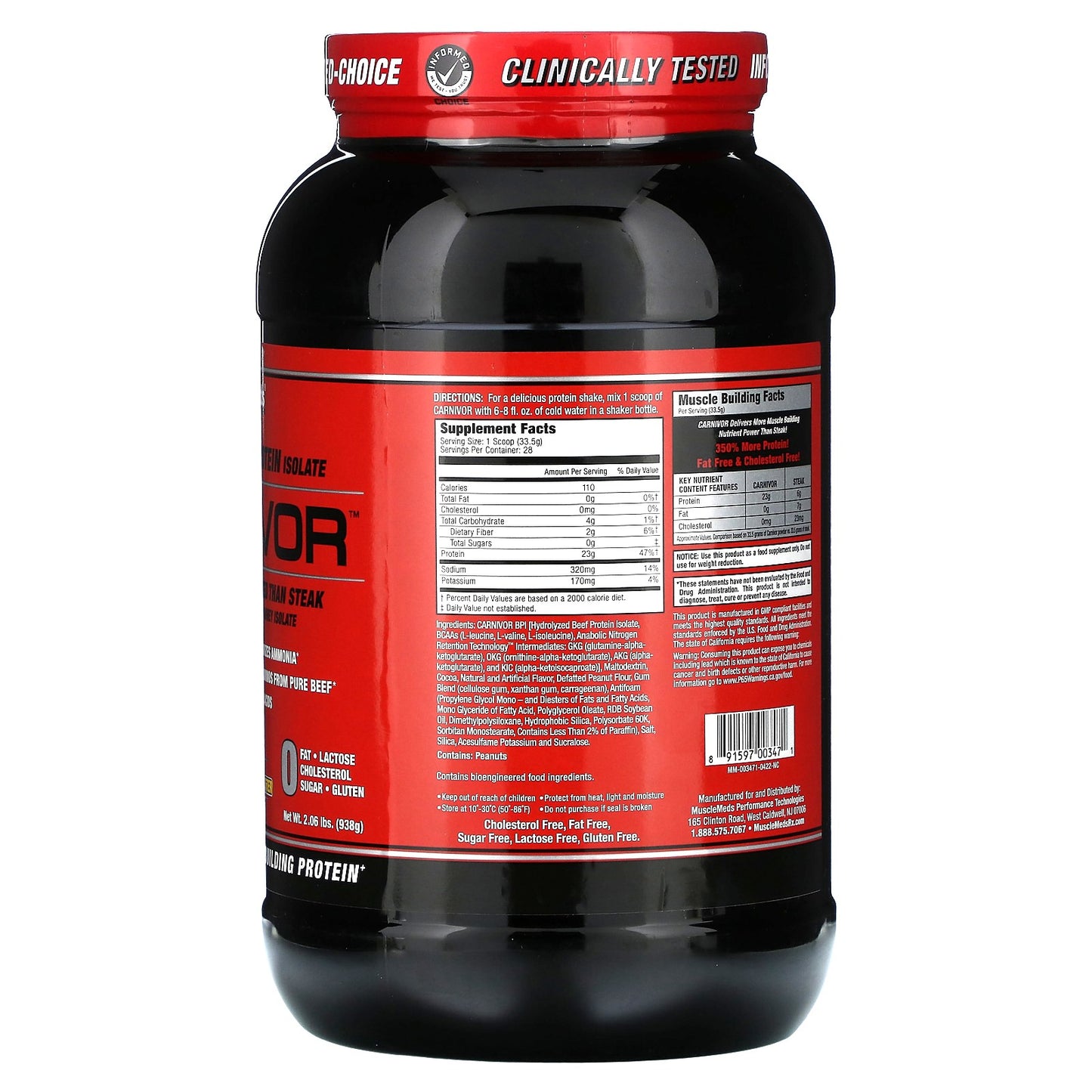 Carnívoro Isolado de Proteína de Carne 2,06 lbs – Sabor Manteiga de Amendoim com Chocolate