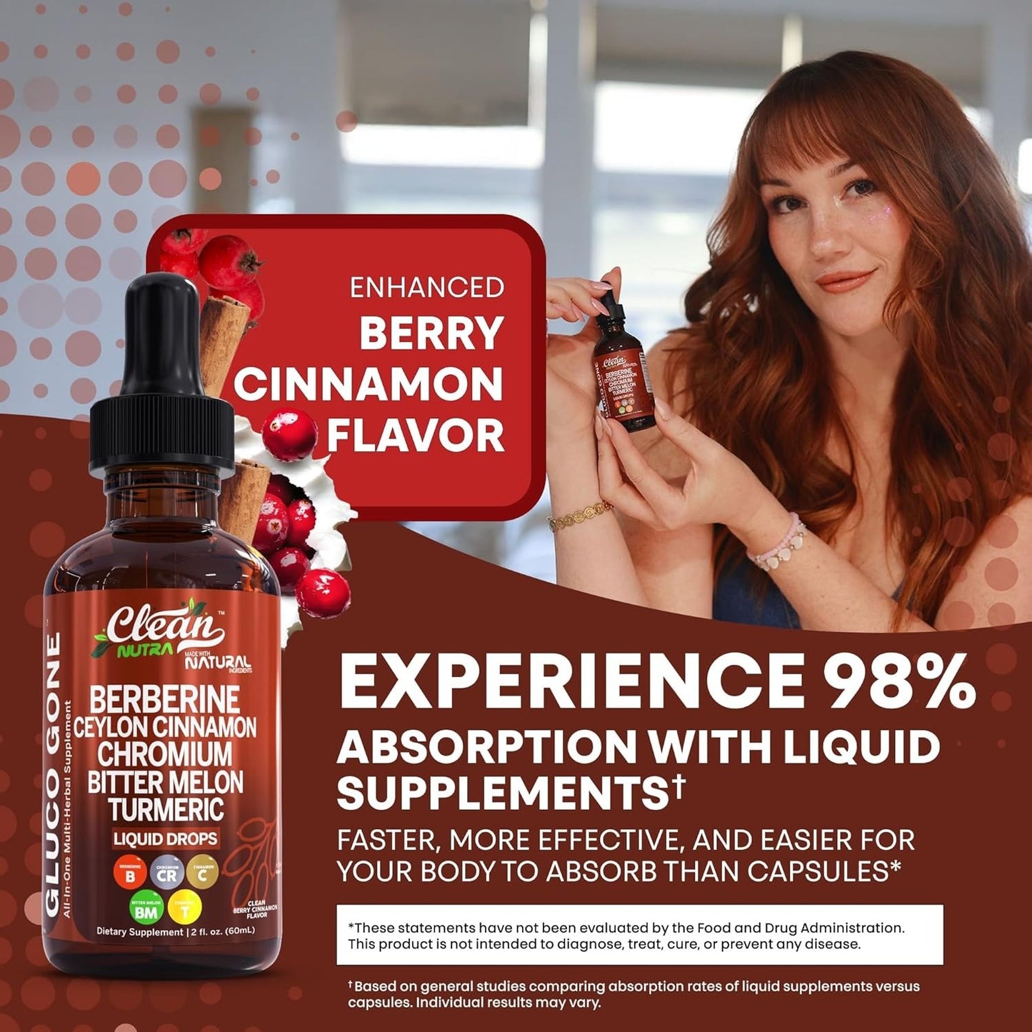 Suplemento Líquido de Berberina + Canela do Ceilão | Clean Nutra | Alta Absorção