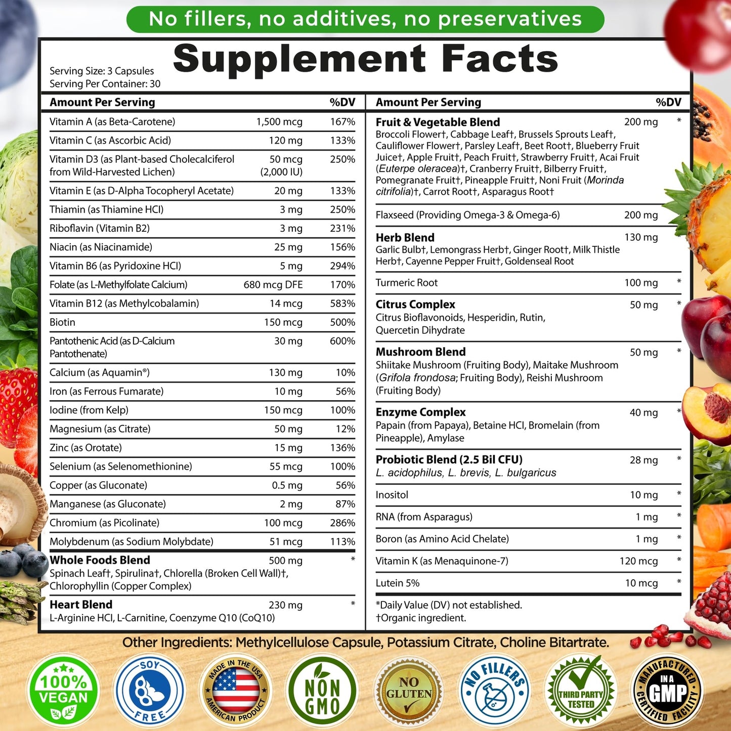 Whole Food Daily Vegan Multivitamin – Suporte Diário com Probióticos, Enzimas e Ômegas