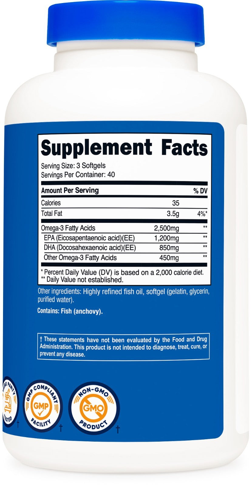 Nutricost Ômega 3 Extra Forte – 2500mg, 40 Doses Premium
