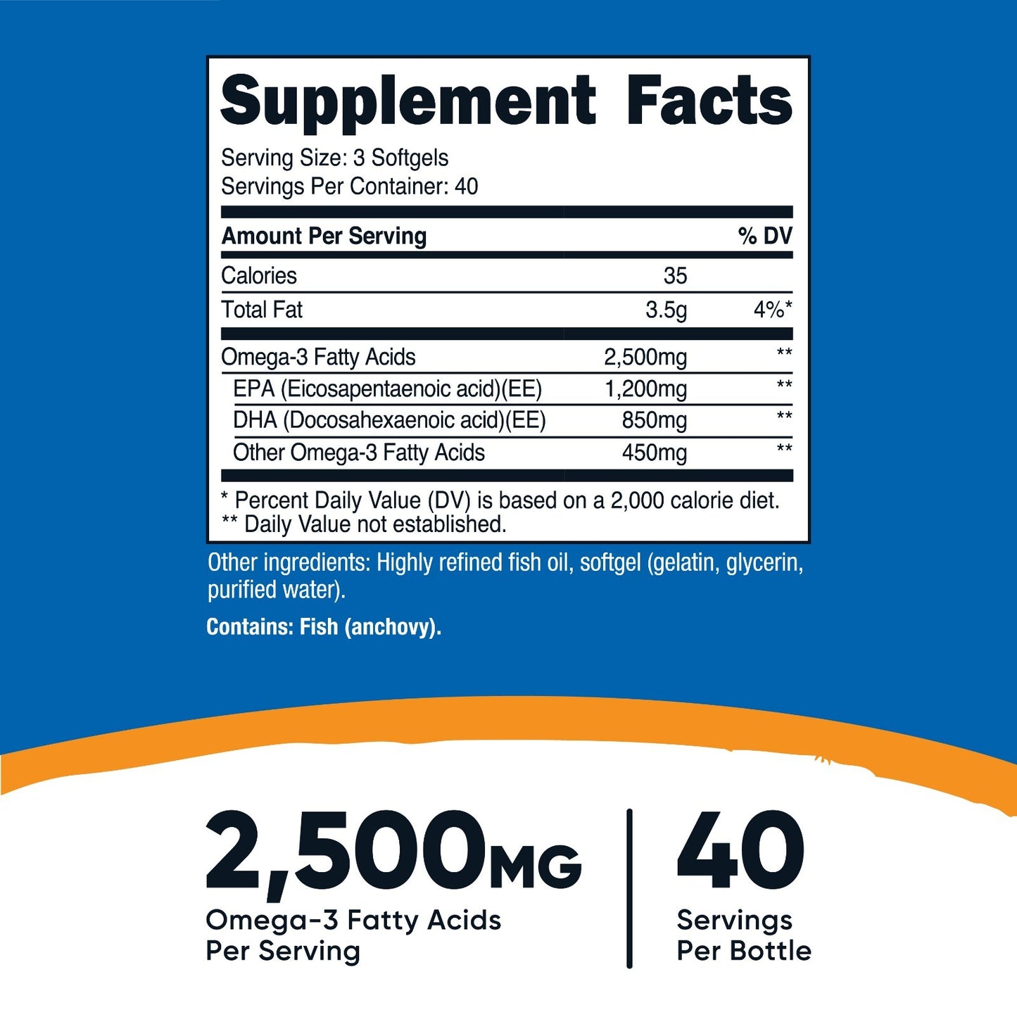 Nutricost Ômega 3 Extra Forte – 2500mg, 40 Doses Premium