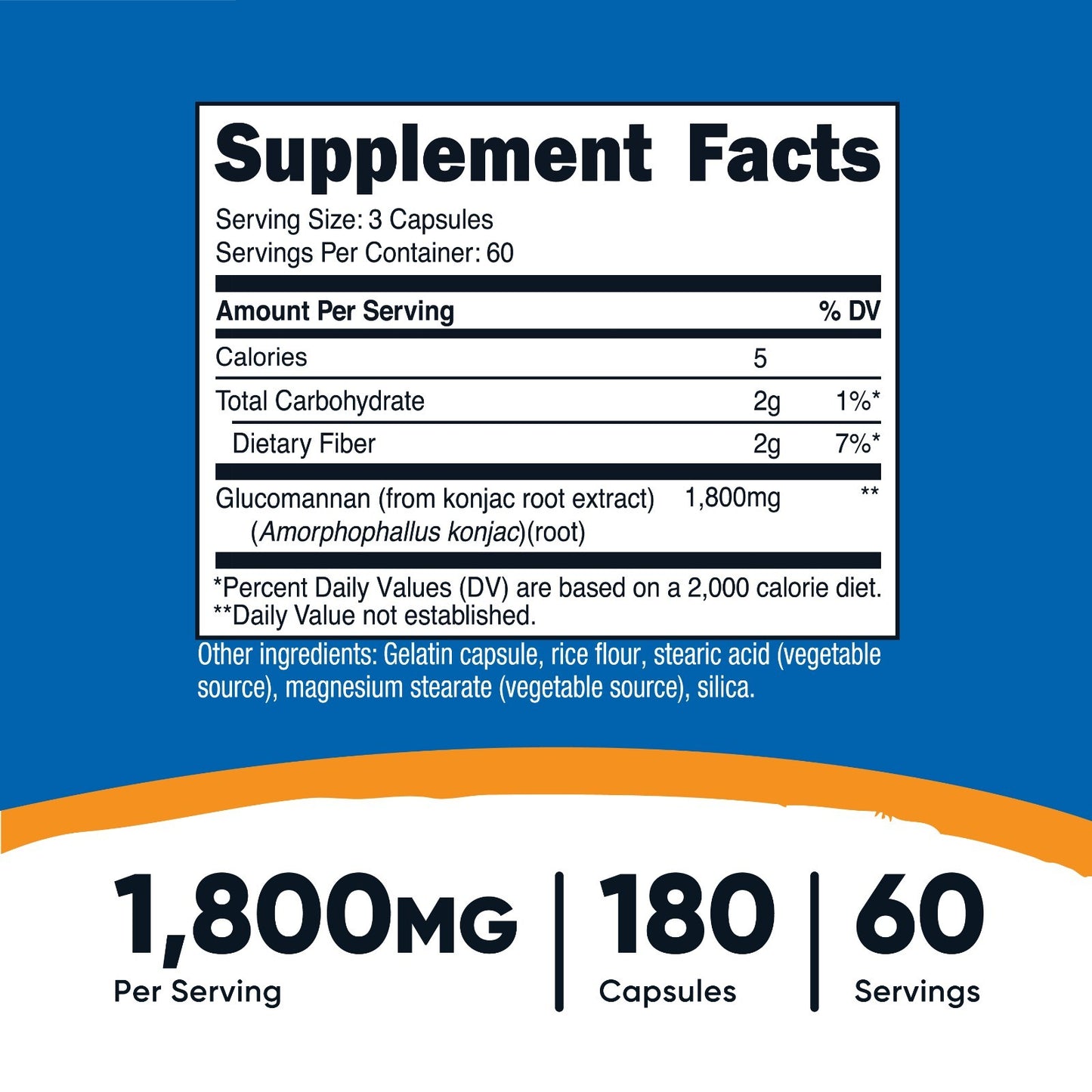 Nutricost Glucomannan 1800mg – 180 Cápsulas | Suplemento Natural para Perda de Peso