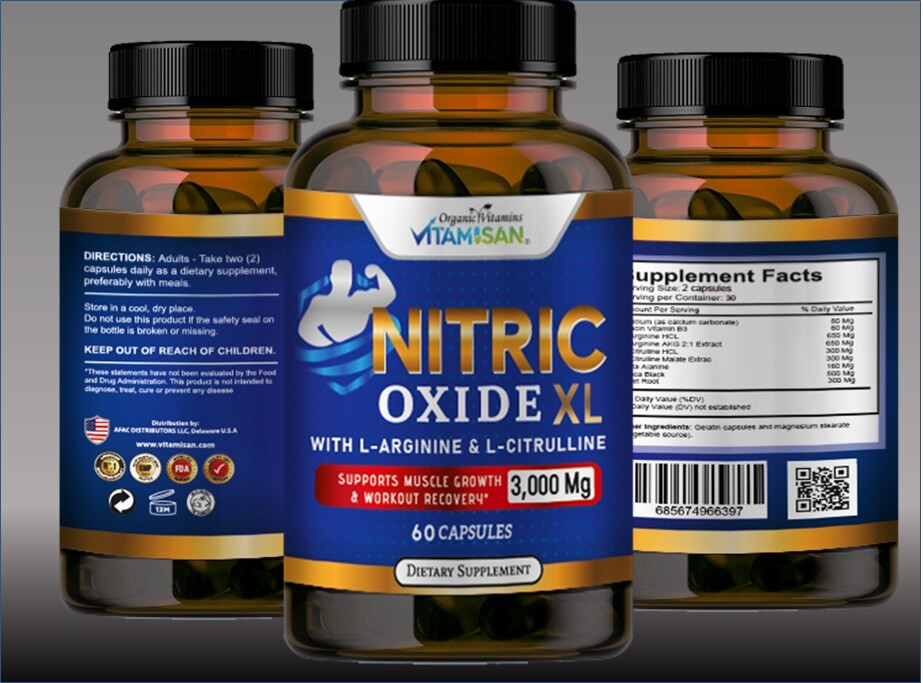 Vasodilatação Máxima com L-Arginina + L-Citrulina | 3000mg | 120 Cápsulas | Energia e Performance