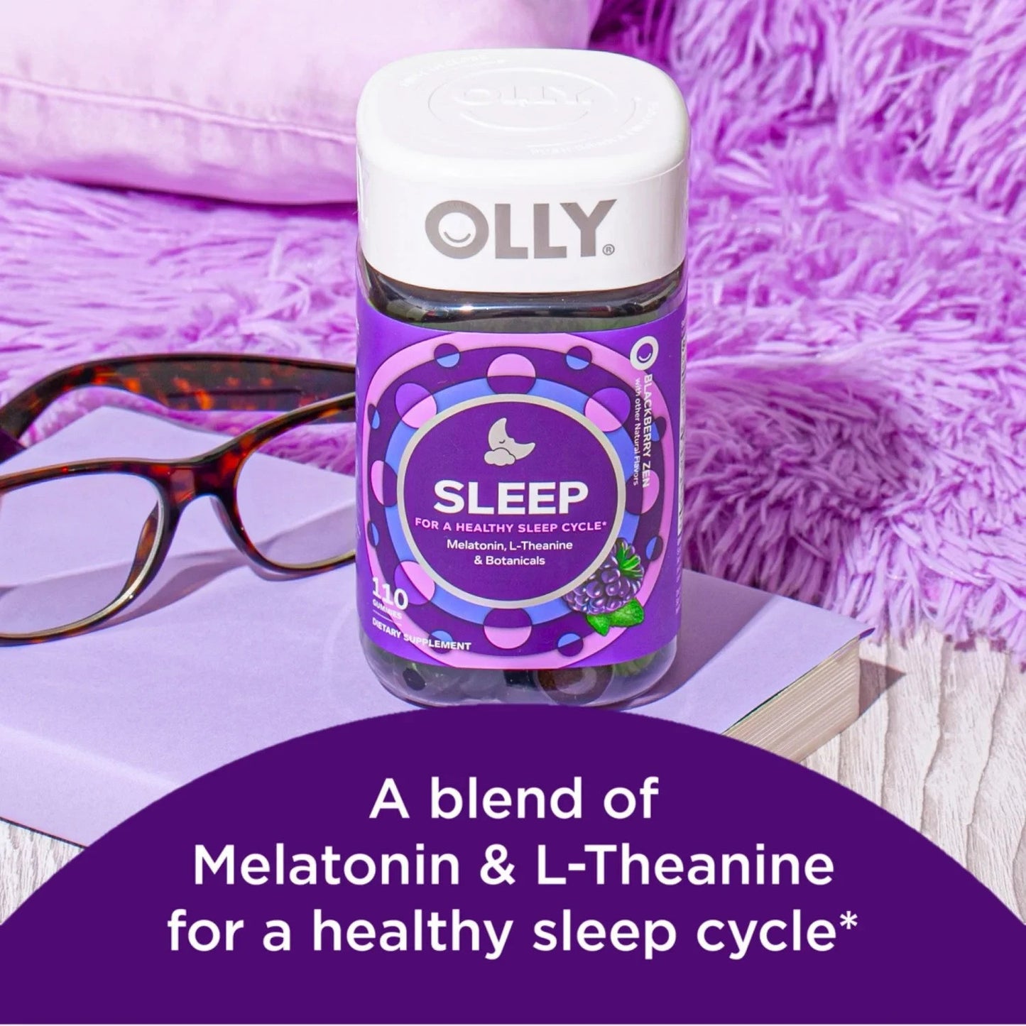 OLLY Sono Repousante – Gomas para Dormir | Sabor Amora | 110 Unidades