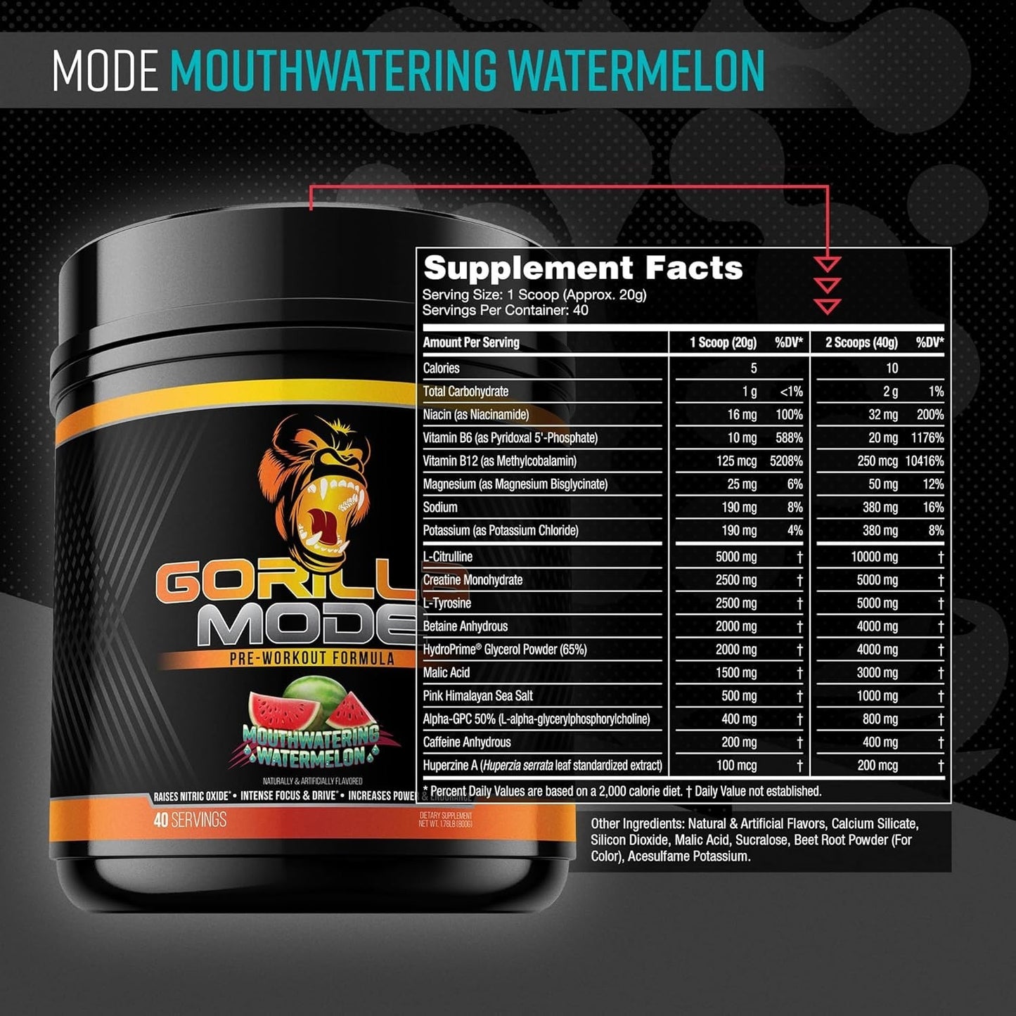 Pré-Treino Gorilla Mode – Energia Explosiva | 40 Doses | Melancia Refrescante