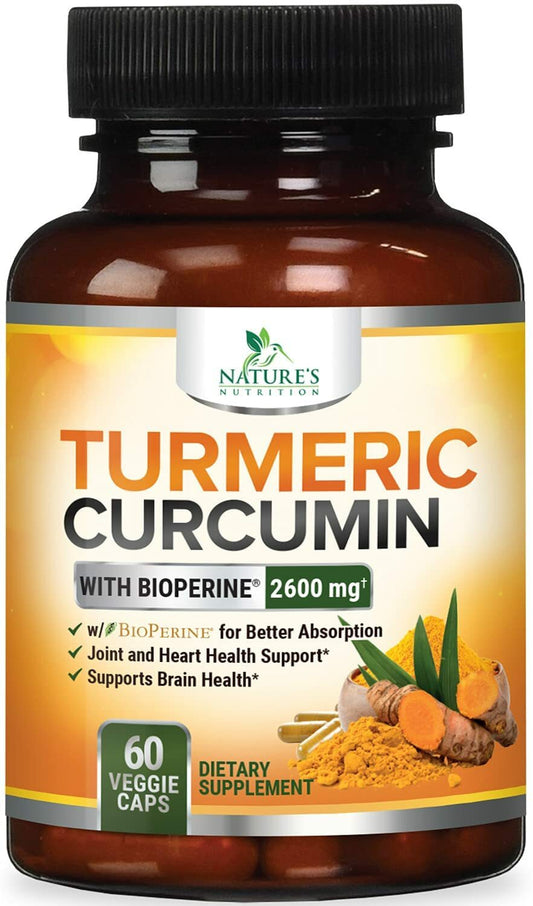 Cúrcuma Curcumina 2600mg com Bioperine – Anti-Inflamatório Natural, Alta Absorção