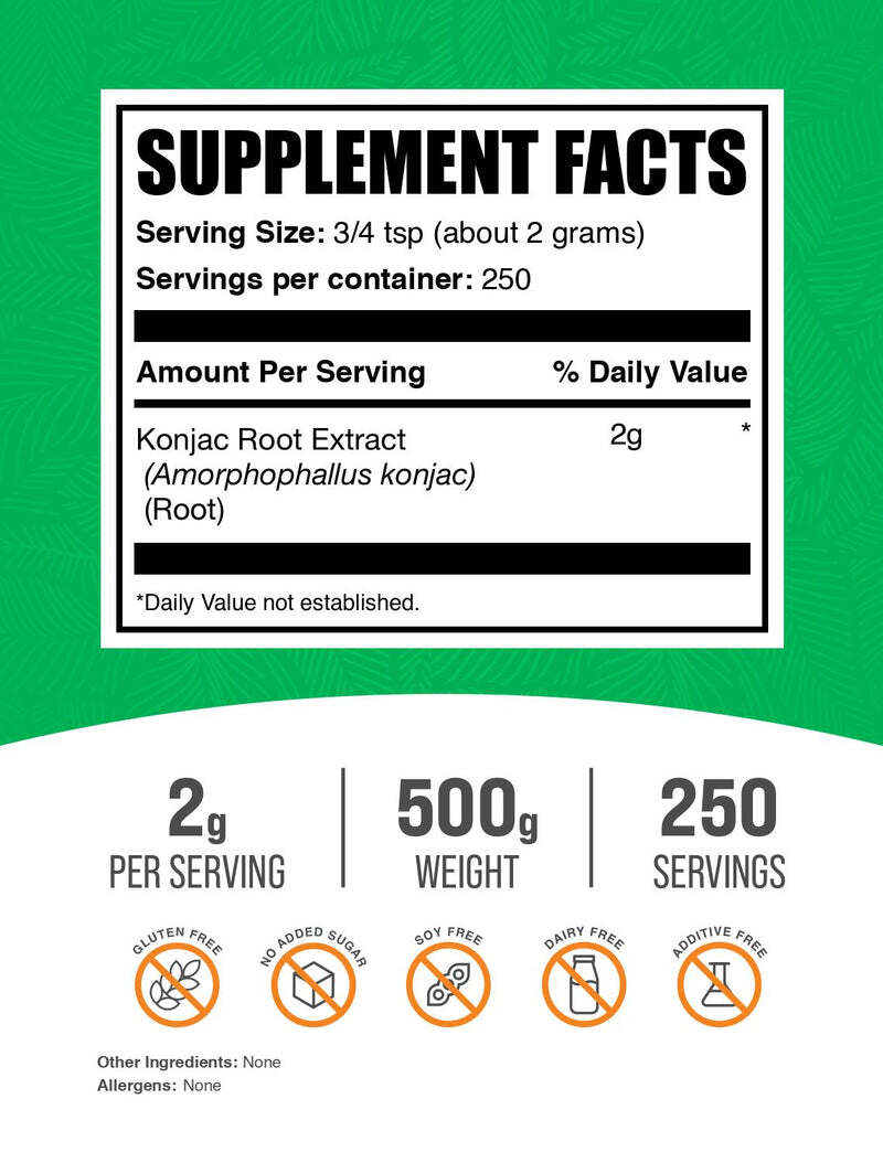 Glucomanano Puro 2g – BulkSupplements | Fibra Solúvel da Raiz de Konjac