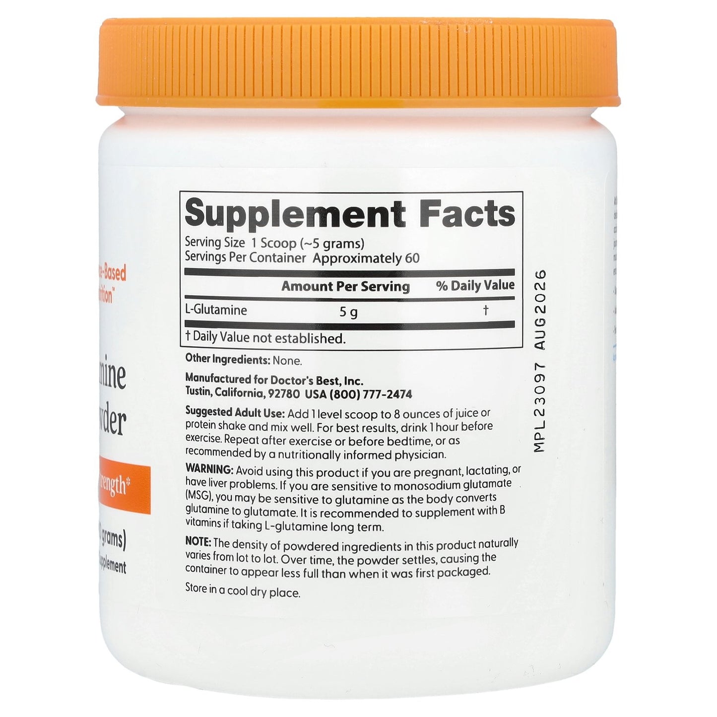 Pure L-Glutamine Powder 300g – Supplement for Muscle Recovery and Immunity