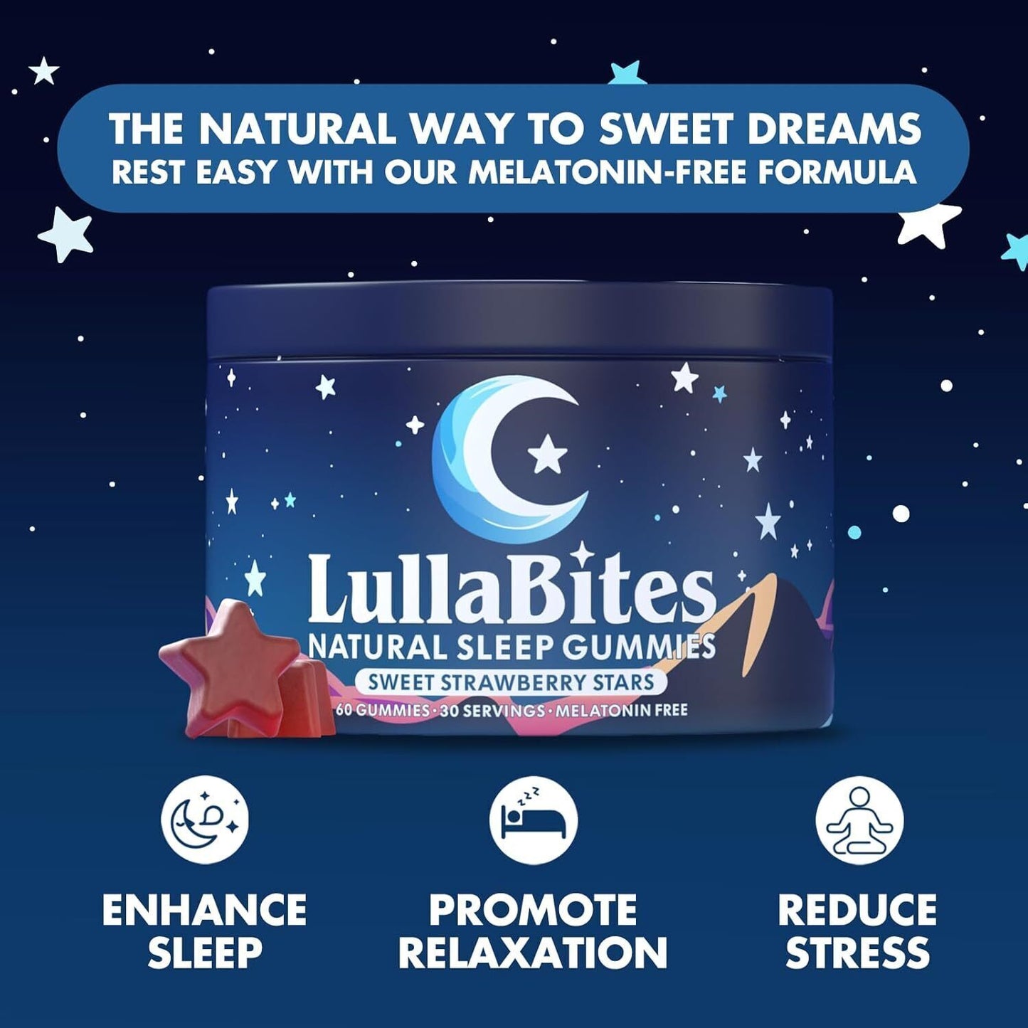 LullaBites Natural Sleep Gummies – 60 Strawberry Gummies