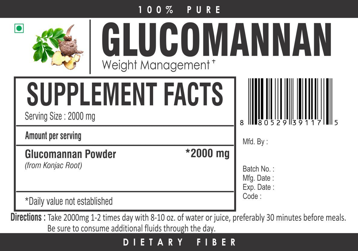 Glucomanano Konjac 2000mg – Fibra Natural em Pó | Supressor de Apetite e Auxílio na Perda de Peso
