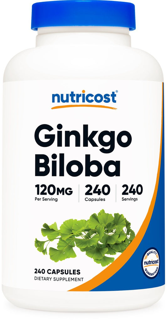 Nutricost Ginkgo Biloba 120mg – 240 Cápsulas – Clareza Mental, Foco e Energia Cognitiva