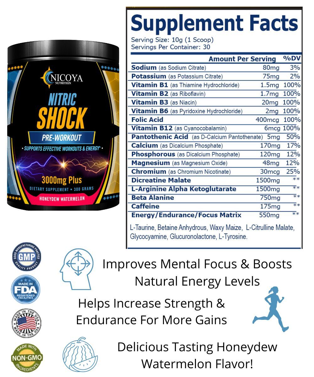 Pré-Treino Nitric Oxide 3000mg+ – Força, Foco e Energia Explosiva | Pó | 3 Sabores