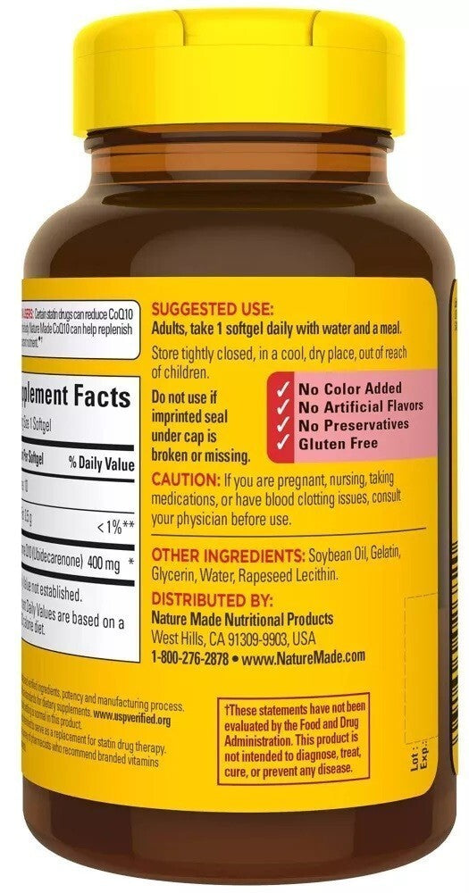 CoQ10 Nature Made 400mg Força Extra 90 Cápsulas