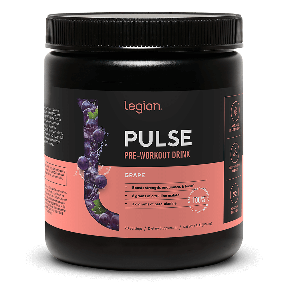 Pré-Treino Legion Impulse com Cafeína – Foco e Energia | 20 Doses | Sabor Uva