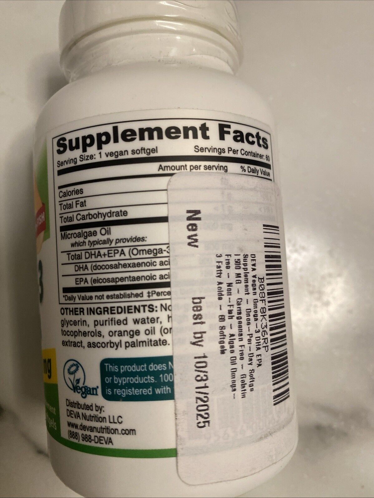 Deva DHA EPA 500mg Vegano – 60 Softgels – Ômega 3 Puro – Potência Elevada