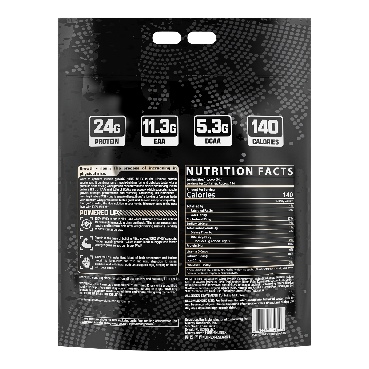 Nutrex 100% Whey Protein Isolate – 10 LB | 128 Porções | Ganho de Massa e Recuperação Muscular