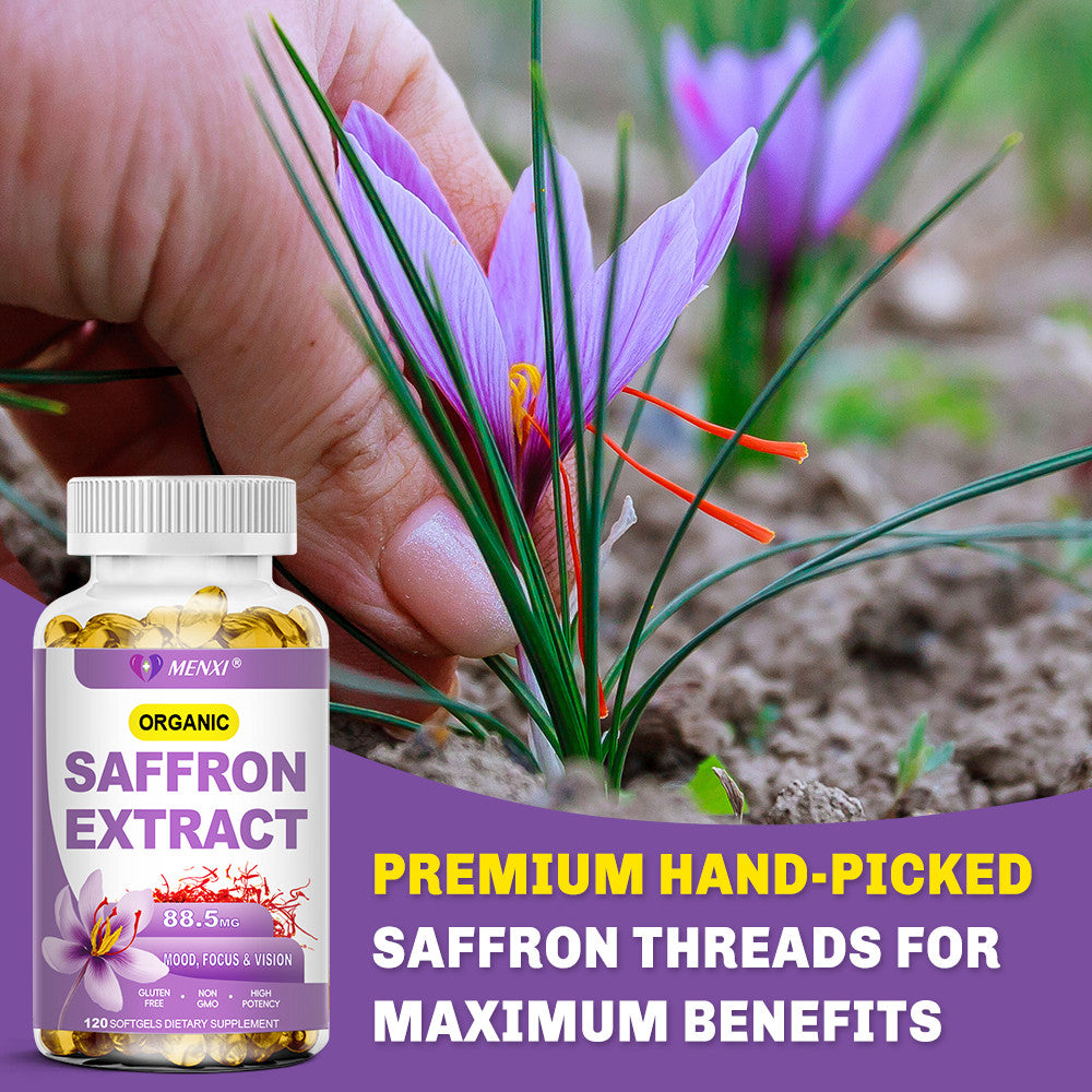 MENXI Vegan Saffron Supplement – 88.5 mg | 120 Capsules with Natural Extract