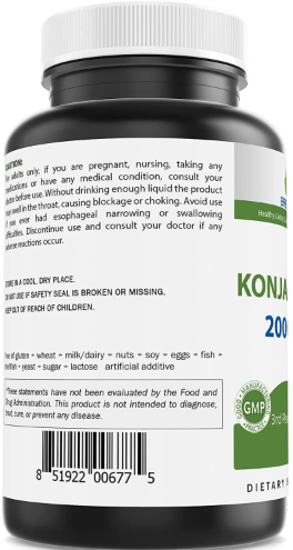 Konjac Glucomannan 2000mg – 180 Capsules | Natural Supplement for Weight Loss, Appetite Control and Digestive Health – Best Naturals – Gluten Free