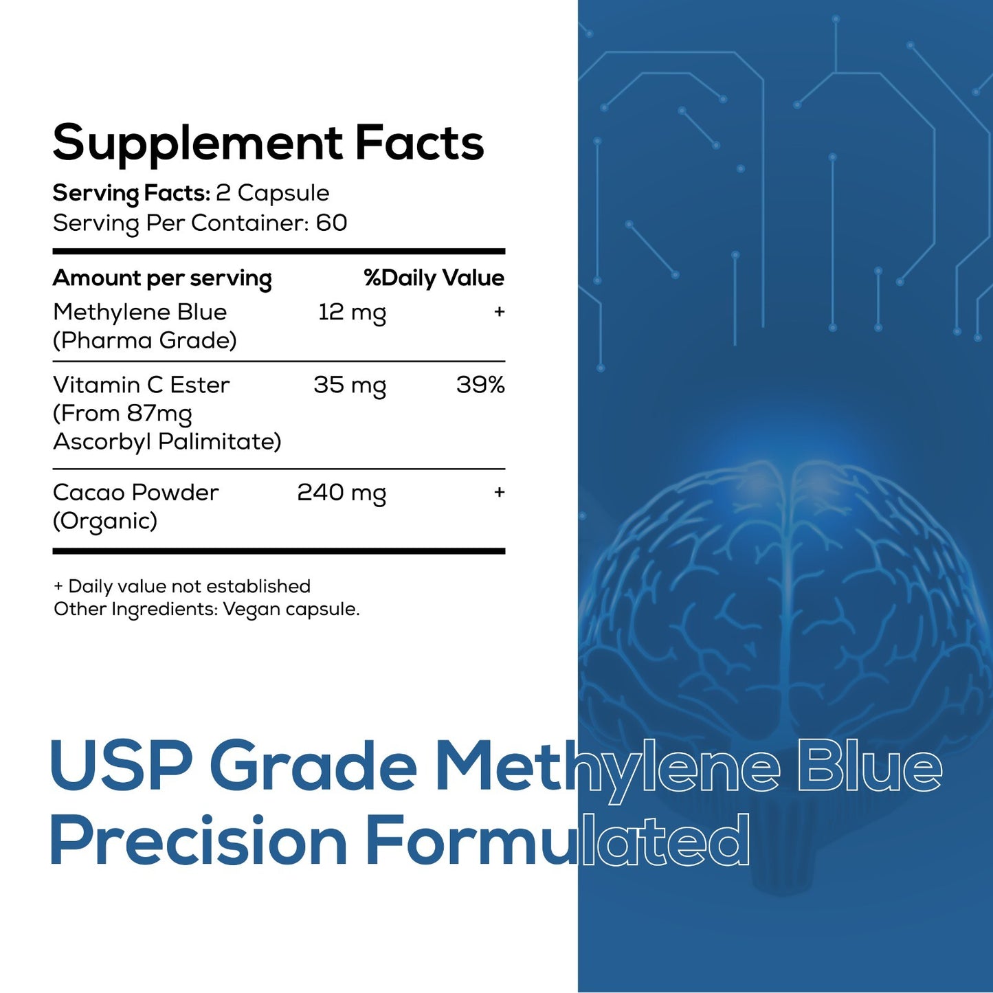 Methylene Blue Capsules – Cognitive & Memory Support – 120ct