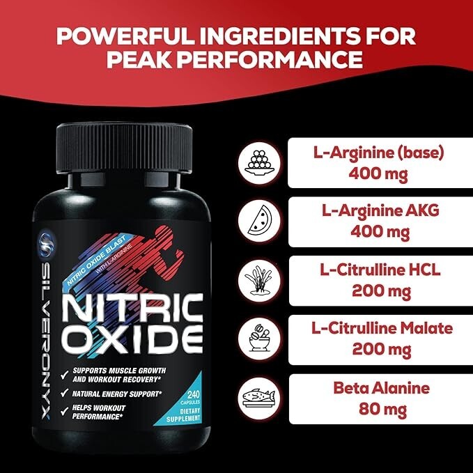 Nitric Oxide Premium 1300mg Supplement – SilverOnyx | Advanced Workout Performance