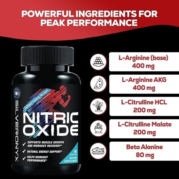 Nitric Oxide Premium 1300mg Supplement – SilverOnyx | Advanced Workout Performance