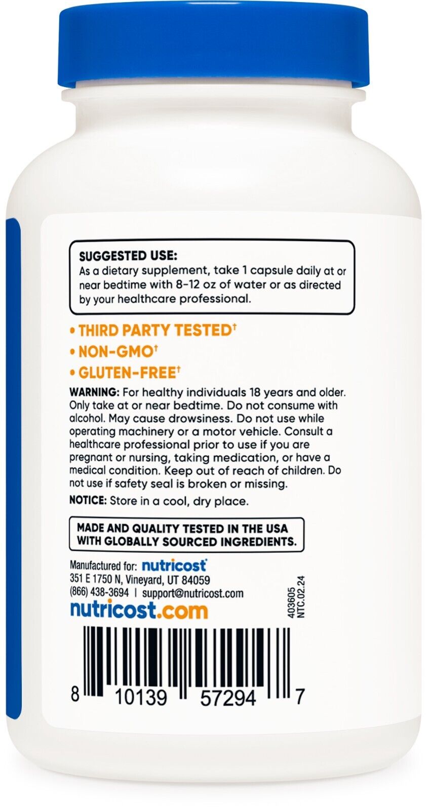 Melatonina 5mg Nutricost | 240 Cápsulas | Não-OGM, Sem Glúten