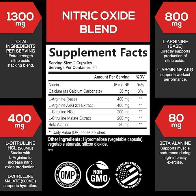 Nitric Oxide Premium 1300mg Supplement – SilverOnyx | Advanced Workout Performance