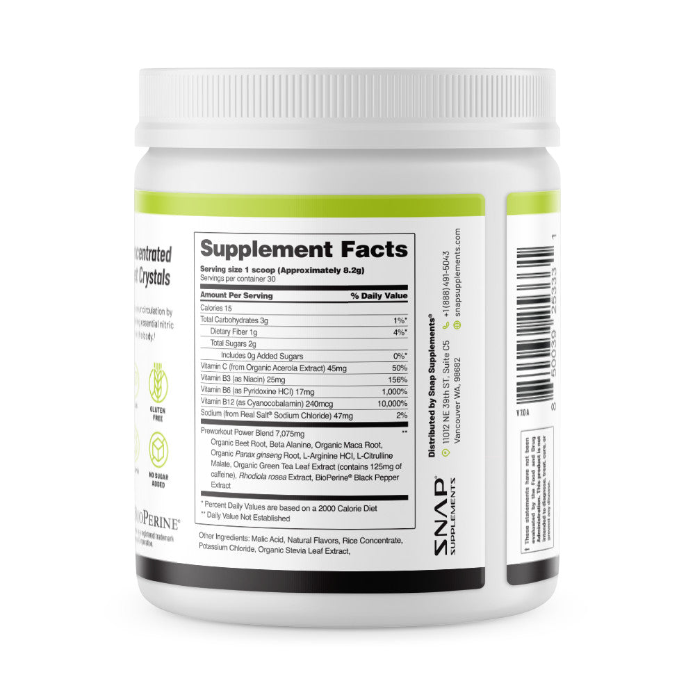 Snap Nitric Oxide with Beetroot – 30 Pre-Workout Doses