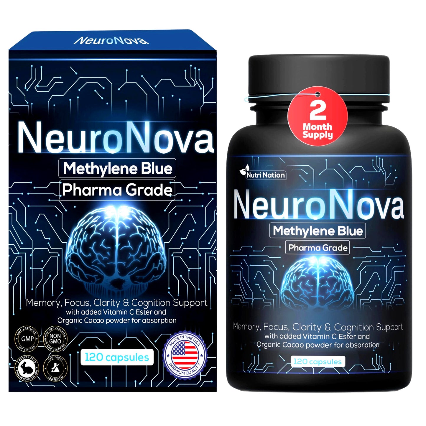 Methylene Blue Capsules – Cognitive & Memory Support – 120ct