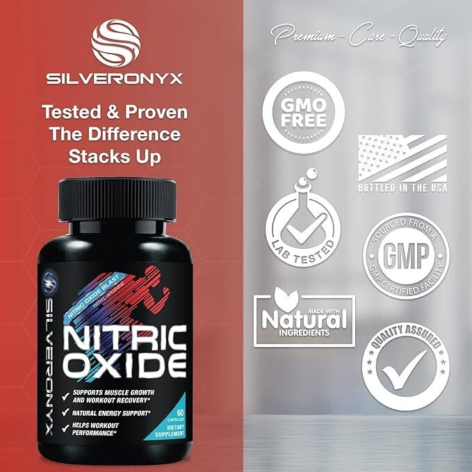Nitric Oxide Premium 1300mg Supplement – SilverOnyx | Advanced Workout Performance